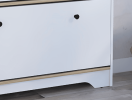 Calgary Shoe Rack; Superior Top; One Open Shelf; Two Extendable Shelves -Light Oak / White