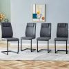 Modern dining chair with faux leather cushioned seats - dining chair with metal legs, suitable for kitchen, living room, bedroom, dining room side cha