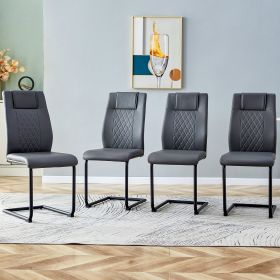 Modern dining chair with faux leather cushioned seats - dining chair with metal legs, suitable for kitchen, living room, bedroom, dining room side cha