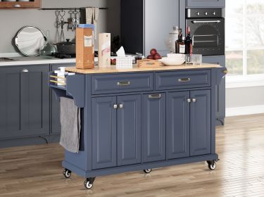 Cambridge Natural Wood Top Kitchen Island with Storage