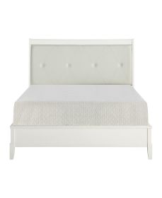 Transitional Styling Antique White Finish 1pc Queen Size Bed Button-Tufted Upholstered Headboard Birch Veneer Wooden Bedroom Furniture