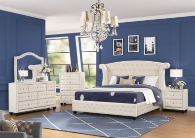 Sophia King 4 Pc Bedroom Set Made with Wood in Cream