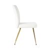 Modern White teddy wool dining chair, upholstered chair with fabric accent side chair with gold-plated metal legs for family furniture living room, be