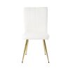Modern White teddy wool dining chair, upholstered chair with fabric accent side chair with gold-plated metal legs for family furniture living room, be