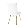 Modern White teddy wool dining chair, upholstered chair with fabric accent side chair with gold-plated metal legs for family furniture living room, be