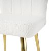 Modern White teddy wool dining chair, upholstered chair with fabric accent side chair with gold-plated metal legs for family furniture living room, be