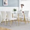 Modern White teddy wool dining chair, upholstered chair with fabric accent side chair with gold-plated metal legs for family furniture living room, be