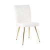 Modern White teddy wool dining chair, upholstered chair with fabric accent side chair with gold-plated metal legs for family furniture living room, be