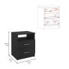 3 Piece Bedroom Set, London Armoire + Salento Nightstand + Salento Nightstand, Black