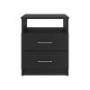 3 Piece Bedroom Set, London Armoire + Salento Nightstand + Salento Nightstand, Black