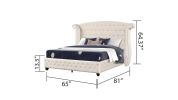 Sophia Crystal Tufted Queen 4 Pc Vanity Bedroom Set Made with Wood in Cream