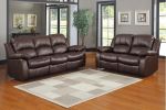 Comfortable Double Reclining Sofa 1pc Brown Color Bonded Leather Match Solid Wood Plywood Frame Living Room Furniture
