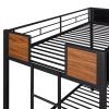 Twin-over-twin bunk bed modern style steel frame bunk bed with safety rail, built-in ladder for bedroom, dorm, boys, girls, adults (OLD SKU:MF190839AA