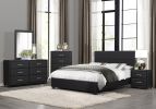 Contemporary Design 1pc Eastern King Size Bed Durable Faux Leather Upholstered Unique Style Bedroom Furniture