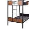 Twin-over-twin bunk bed modern style steel frame bunk bed with safety rail, built-in ladder for bedroom, dorm, boys, girls, adults (OLD SKU:MF190839AA