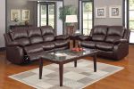 Comfortable Double Reclining Sofa 1pc Brown Color Bonded Leather Match Solid Wood Plywood Frame Living Room Furniture