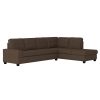 Modern Living Room 3-Piece Sectional Reversible Sofa Chaise Storage Ottoman Tufted Detail Brown Microfiber Upholstered Drop-Down Cup-holder Solid Wood
