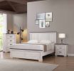 Farmhouse Rustic Style Antique White & Brown Full Size Panel 1pc Bed Wooden Bedroom Furniture