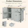 Kitchen Island with Drop Leaf, 53.9" Width Rolling Kitchen Cart on Wheels with Internal Storage Rack and 3 Tier Pull Out Cabinet Organizer, Kitchen St