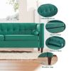Mid-Century Velvet Sofa, Love Seats Sofa Furniture with Bolster Pillows, Button Tufted Couch for Living Room, Tool-Free Assembly, Green