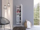 Leto Wall Mounted Shoe Rack With Mirror; Single Door; Capacity For Ten Shoes -White