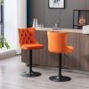 A&A Furniture,Swivel Velvet Barstools Adjusatble Seat Height from 25-33 Inch,17.7inch base, Modern Upholstered Bar Stools with Backs Comfortable Tufte