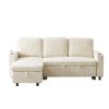 FX78.7" Comfortable Corduroy L-Shaped Combo Sofa Bed, Living Room Furniture Set for Tight Spaces, Reversible Sleeper Combo Sofa with Pullout Bed, Reve