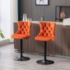 A&A Furniture,Swivel Velvet Barstools Adjusatble Seat Height from 25-33 Inch,17.7inch base, Modern Upholstered Bar Stools with Backs Comfortable Tufte