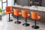 A&A Furniture,Swivel Velvet Barstools Adjusatble Seat Height from 25-33 Inch,17.7inch base, Modern Upholstered Bar Stools with Backs Comfortable Tufte