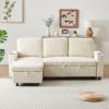 FX78.7" Comfortable Corduroy L-Shaped Combo Sofa Bed, Living Room Furniture Set for Tight Spaces, Reversible Sleeper Combo Sofa with Pullout Bed, Reve