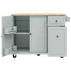 Kitchen Island with Drop Leaf, 53.9" Width Rolling Kitchen Cart on Wheels with Internal Storage Rack and 3 Tier Pull Out Cabinet Organizer, Kitchen St