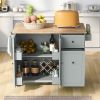 Kitchen Island with Drop Leaf, 53.9" Width Rolling Kitchen Cart on Wheels with Internal Storage Rack and 3 Tier Pull Out Cabinet Organizer, Kitchen St