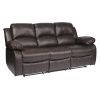 Comfortable Double Reclining Sofa 1pc Brown Color Bonded Leather Match Solid Wood Plywood Frame Living Room Furniture