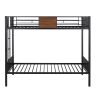 Twin-over-twin bunk bed modern style steel frame bunk bed with safety rail, built-in ladder for bedroom, dorm, boys, girls, adults (OLD SKU:MF190839AA