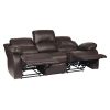 Comfortable Double Reclining Sofa 1pc Brown Color Bonded Leather Match Solid Wood Plywood Frame Living Room Furniture