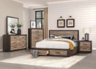 Contemporary Style Footboard Storage Queen Bed 1pc Natural Wood Grain Look Drawers Two-Tone Finish Stylish Bedroom Furniture