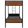 Twin-over-twin bunk bed modern style steel frame bunk bed with safety rail, built-in ladder for bedroom, dorm, boys, girls, adults (OLD SKU:MF190839AA