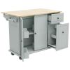 Kitchen Island with Drop Leaf, 53.9" Width Rolling Kitchen Cart on Wheels with Internal Storage Rack and 3 Tier Pull Out Cabinet Organizer, Kitchen St