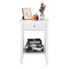 Two-layer Bedside Table Coffee Table with Drawer White