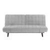 Elegant Three-in-One Lounger Sofa Sleeper Silver-Gray Chenille Fabric Upholstered Attached Cushions Adjustable Arms Casual Living Room Furniture