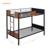 Twin-over-twin bunk bed modern style steel frame bunk bed with safety rail, built-in ladder for bedroom, dorm, boys, girls, adults (OLD SKU:MF190839AA