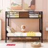 Twin-over-twin bunk bed modern style steel frame bunk bed with safety rail, built-in ladder for bedroom, dorm, boys, girls, adults (OLD SKU:MF190839AA