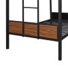 Twin-over-twin bunk bed modern style steel frame bunk bed with safety rail, built-in ladder for bedroom, dorm, boys, girls, adults (OLD SKU:MF190839AA