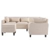 [New]87" Modern Sectional Sofa with coffee table,6-Seat Couch Set with Storage Ottoman,Various Combinations,L-Shape Indoor Furniture with Unique Armre