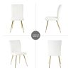Modern White teddy wool dining chair, upholstered chair with fabric accent side chair with gold-plated metal legs for family furniture living room, be