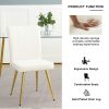 Modern White teddy wool dining chair, upholstered chair with fabric accent side chair with gold-plated metal legs for family furniture living room, be