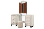 Sophia Crystal Tufted Queen 4 Pc Vanity Bedroom Set Made with Wood in Cream