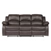 Comfortable Double Reclining Sofa 1pc Brown Color Bonded Leather Match Solid Wood Plywood Frame Living Room Furniture