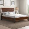 Rustic Brown and Gunmetal Finish 1pc Queen Size Platform Bed Industrial Design Horizontal Slats Bedroom Furniture