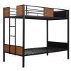 Twin-over-twin bunk bed modern style steel frame bunk bed with safety rail, built-in ladder for bedroom, dorm, boys, girls, adults (OLD SKU:MF190839AA
